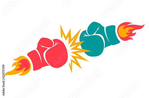 Emblem for boxing with red and blue gloves