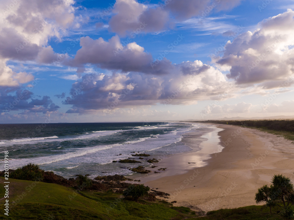 Hastings Point, Tweed Coast, NSW, Australia – Beautiful photo of this stunning beach on Australian Tweed East Coast as the sun sets in spring time