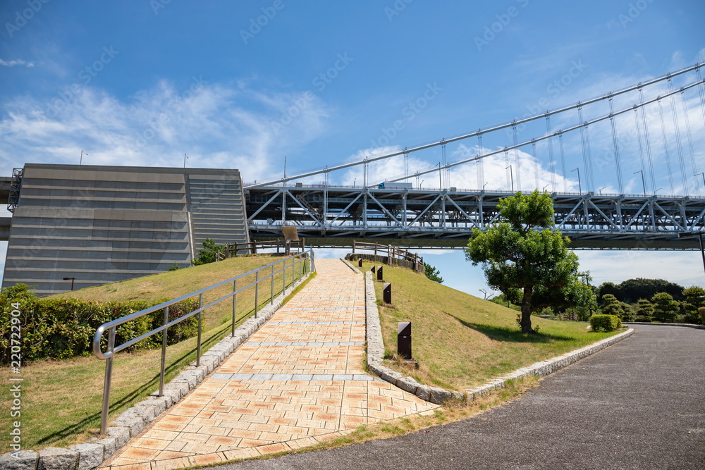 Seto Ohashi Bridge(viewing hill and anchorage),Shikoku,Japan