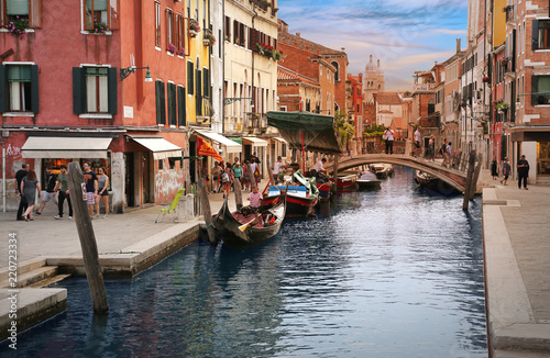 Charming inner canal street in Venice, Italy © Annap