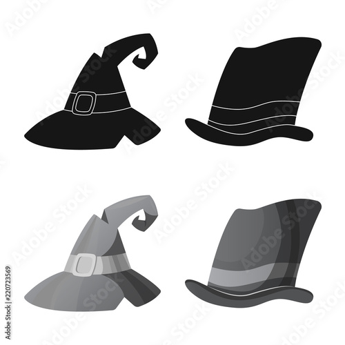 Isolated object of headwear and cap icon. Collection of headwear and accessory stock vector illustration.