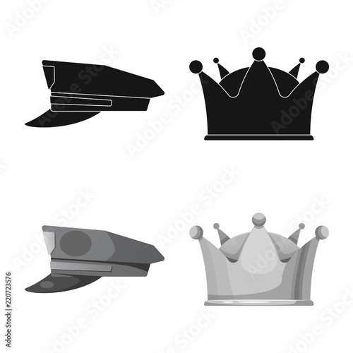 Isolated object of headwear and cap symbol. Set of headwear and accessory vector icon for stock.