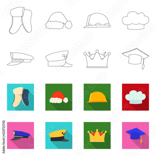 Vector design of headwear and cap logo. Set of headwear and accessory stock symbol for web.