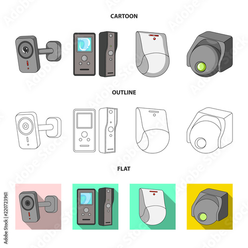 Vector design of cctv and camera sign. Set of cctv and system stock vector illustration.