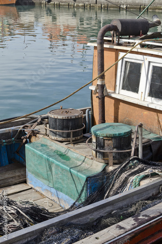 Wallpaper Mural Harbor landscape with fishing boat close-up Torontodigital.ca
