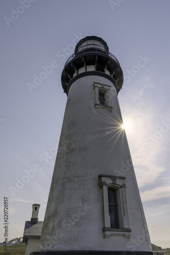 Sun Star Behind the Yaquina Head Lighthouse located in Newport, Oregon