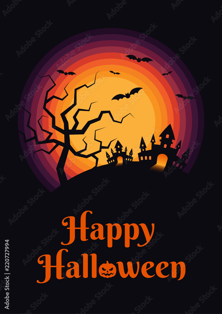 Happy Halloween night poster design template