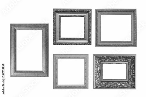 Set of grey vintage frame isolated on white background.