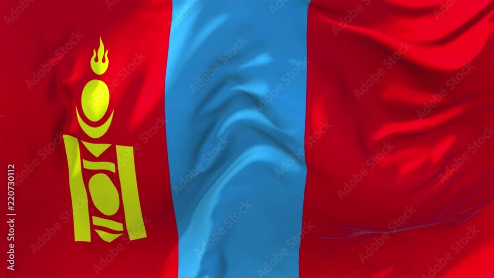 225. Mongolia Flag Waving in Wind Slow Motion Animation . 4K Realistic ...