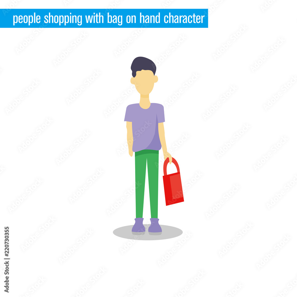 people shopping with bag on hand character vector illustration flat design people shopping with bag on hand character vector illustration flat design