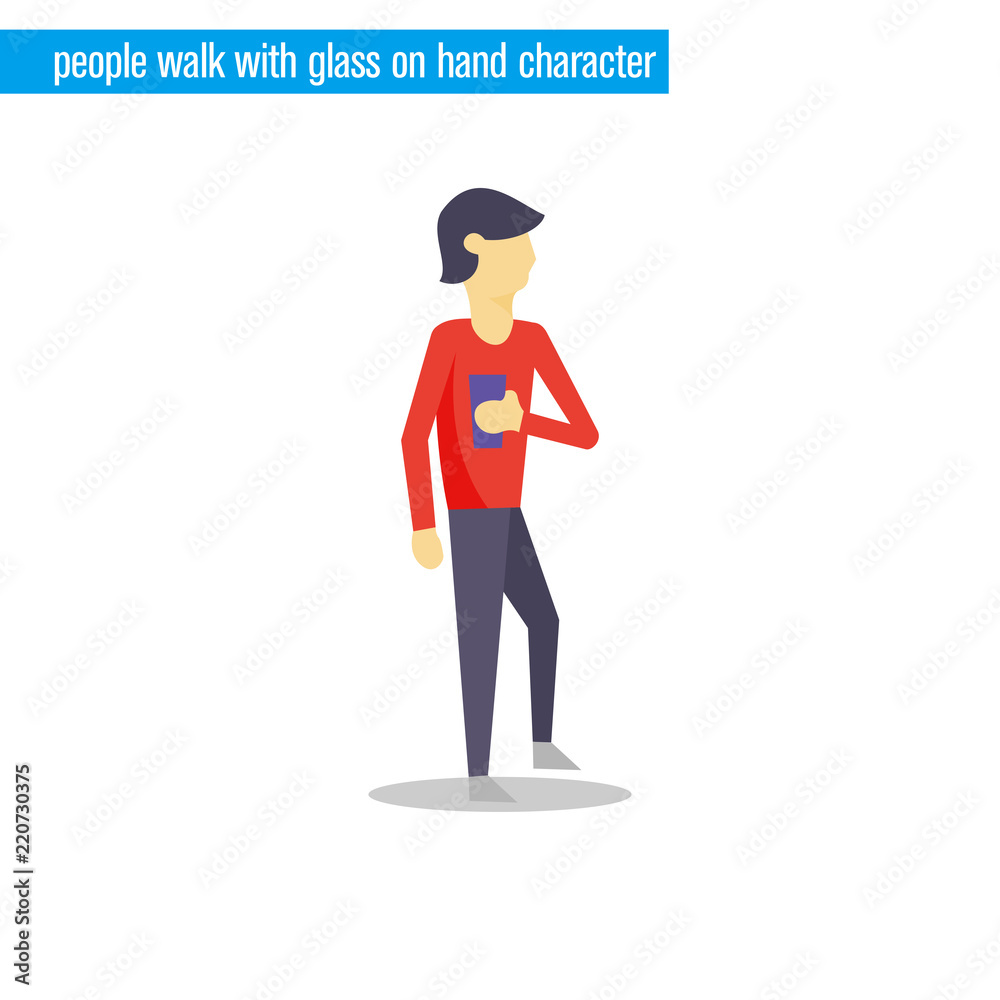 people walk with glass on hand  character vector illustration flat design