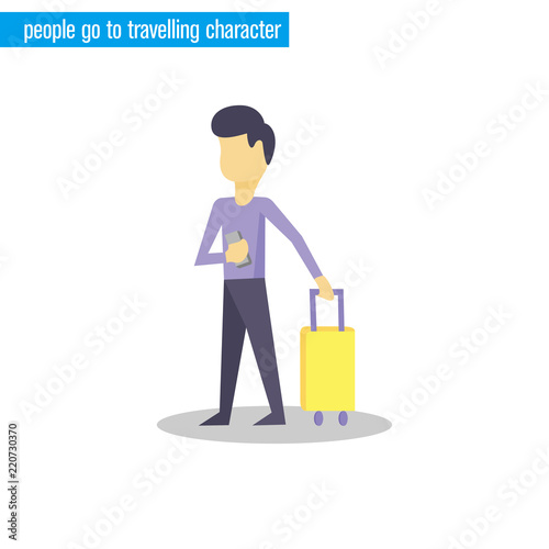 people go to travelling character vector illustration flat design