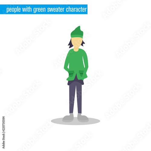people with green sweater  character vector illustration flat design