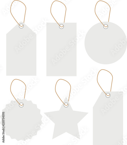 white label tag set isolated on white background. blank tag. flat style. sale tag set. white labels symbol. blank white sale labels. photo