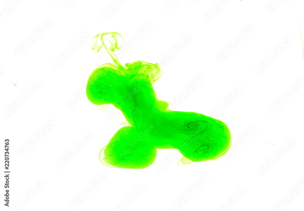 abstract green water colors on isolate white background