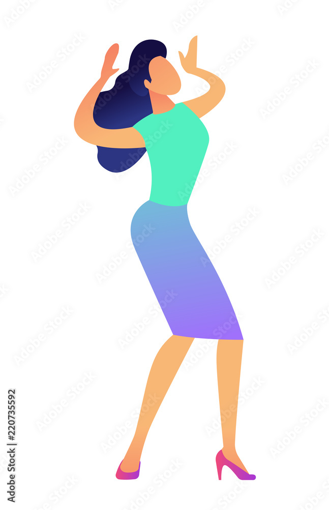 Business woman holding hands up and demonstrating something vector Illustration