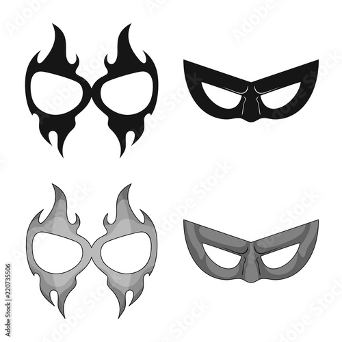 Vector illustration of hero and mask sign. Collection of hero and superhero stock symbol for web.