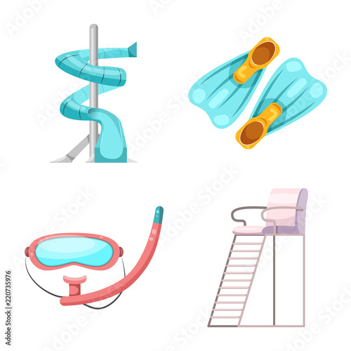 Isolated object of pool and swimming icon. Collection of pool and activity stock symbol for web.