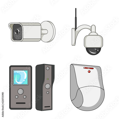 Isolated object of cctv and camera logo. Collection of cctv and system stock symbol for web.