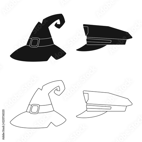 Isolated object of headwear and cap symbol. Collection of headwear and accessory vector icon for stock.