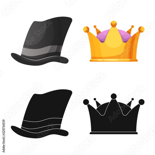 Vector illustration of headwear and cap icon. Collection of headwear and accessory vector icon for stock.