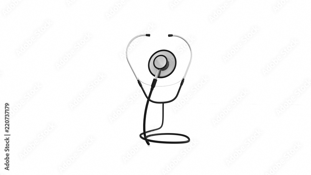Red heart with Stethoscope on white background. 3d rendering Red heart with Stethoscope on white background. 3d rendering