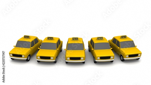 Yellow taxi wifi on white background. 3d rendering
