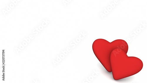 Red heart on white background. 3d rendering