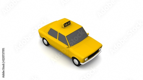 Yellow taxi wifi on white background. 3d rendering