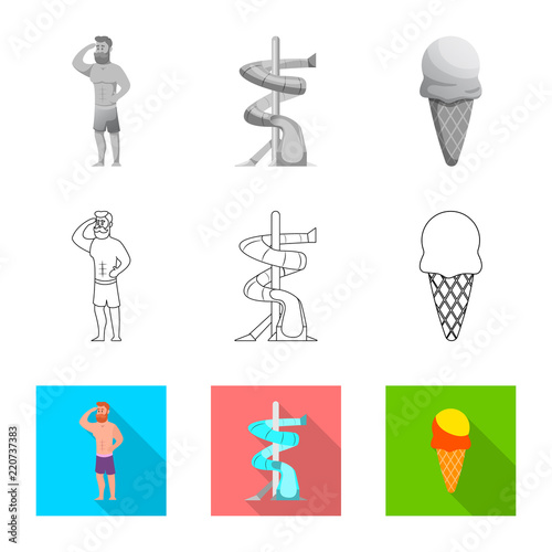Vector design of pool and swimming sign. Set of pool and activity vector icon for stock.