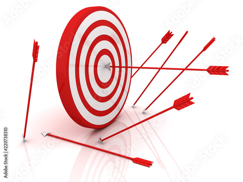 Arrows hitting the center of target - success business concept