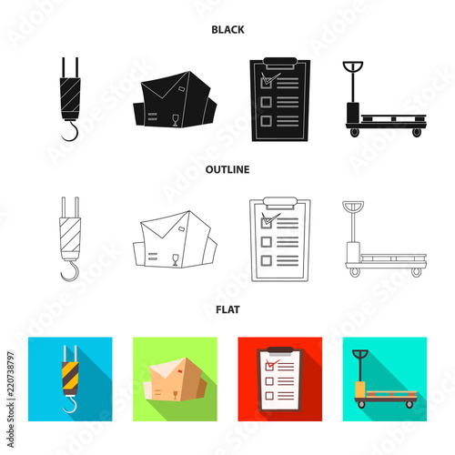 Vector illustration of goods and cargo sign. Collection of goods and warehouse stock vector illustration.