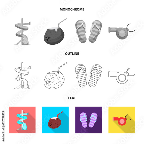 Isolated object of pool and swimming sign. Collection of pool and activity stock symbol for web.
