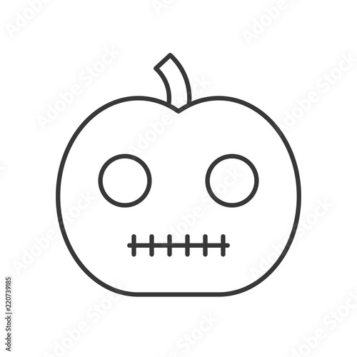 jack o lantern, halloween related hollow outline icon, editable stroke