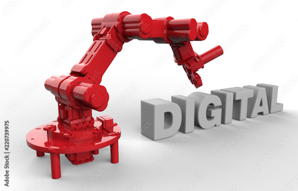 3D render - digital robotic production concept
