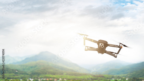 Fototapeta Naklejka Na Ścianę i Meble -  drone in sky on mountain background