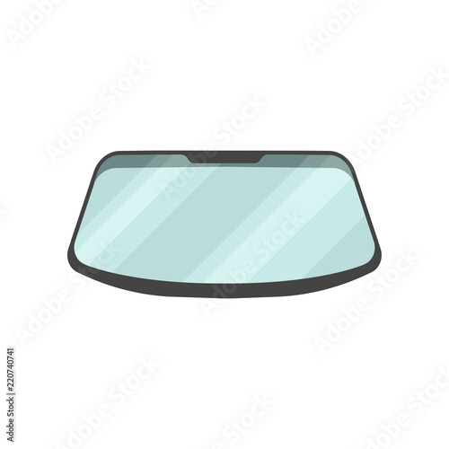 Windshield of passenger automobile. Part of car. Flat vector for advertising banner, poster or flyer of auto garage