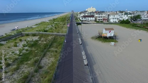 Boardwalk Runners Early Morning Drone Above photo