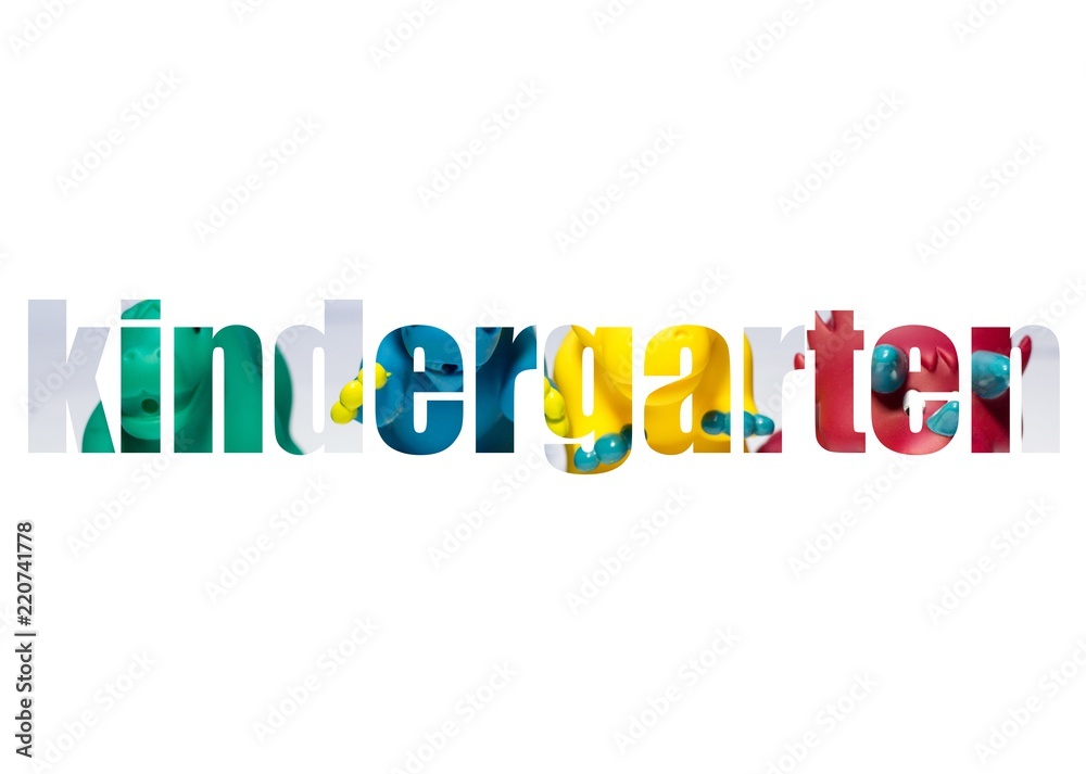 kindergarten colourful letters isolated against white background