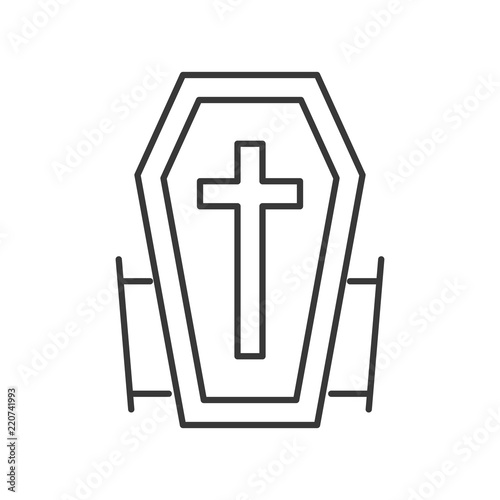 vampire coffin, Halloween related hollow outline icon, editable stroke