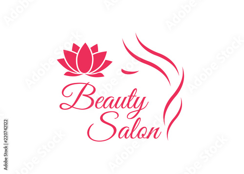 Beautiful woman face logo template for hair salon. Logo hair template
