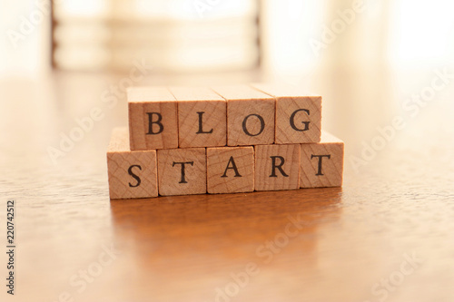 Wooden Text Block of Start Blog