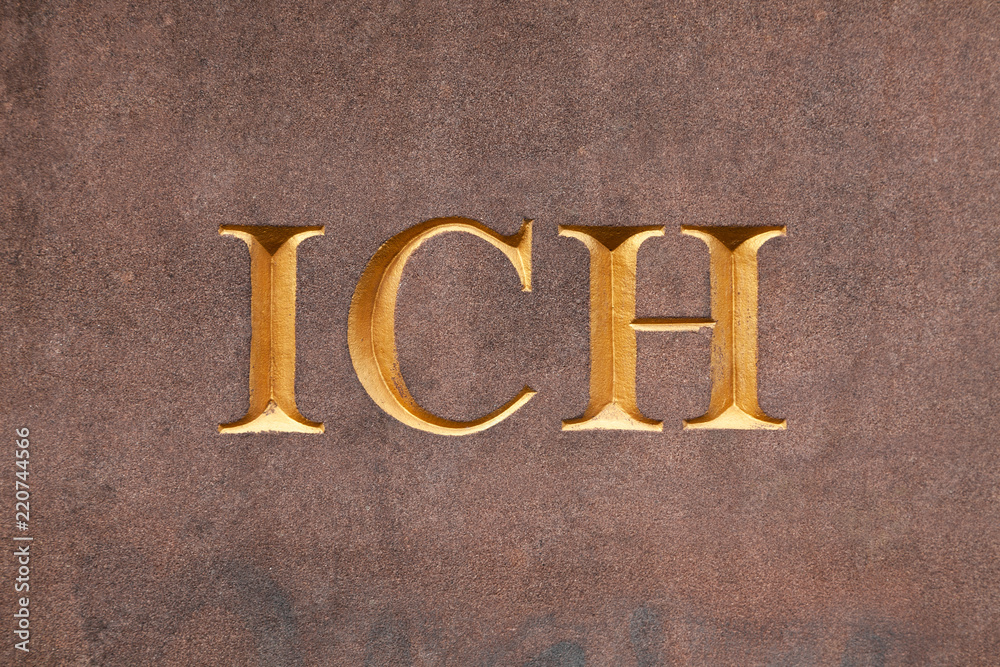 Foto de ich symbol gravur schriftzug do stock adobe stock