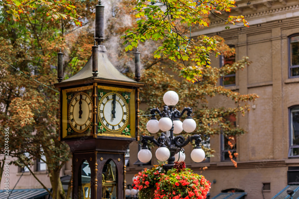 Obraz premium Steam-powered clock at Gastown, a national historic site in Vancouver, British Columbia British Columbia, Canada