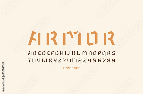 Stencil-plate sans serif font in military style