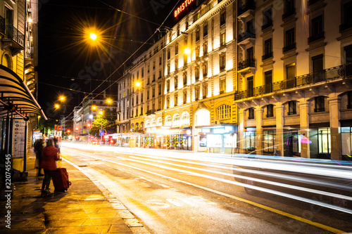 Canvas Print Europe city at night.