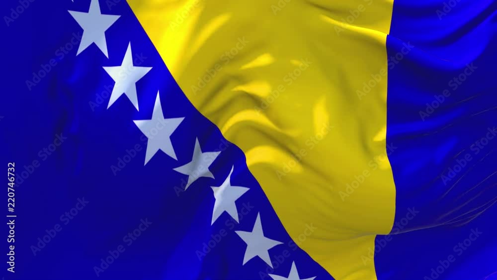 242. Bosnia and Herzegovina Flag Waving in Wind Slow Motion Animation ...
