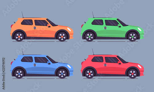 Fototapeta Naklejka Na Ścianę i Meble -  Different colored cars in set.