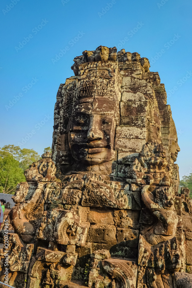 bayon face in bayon temple angkor wat siem reap cambodia