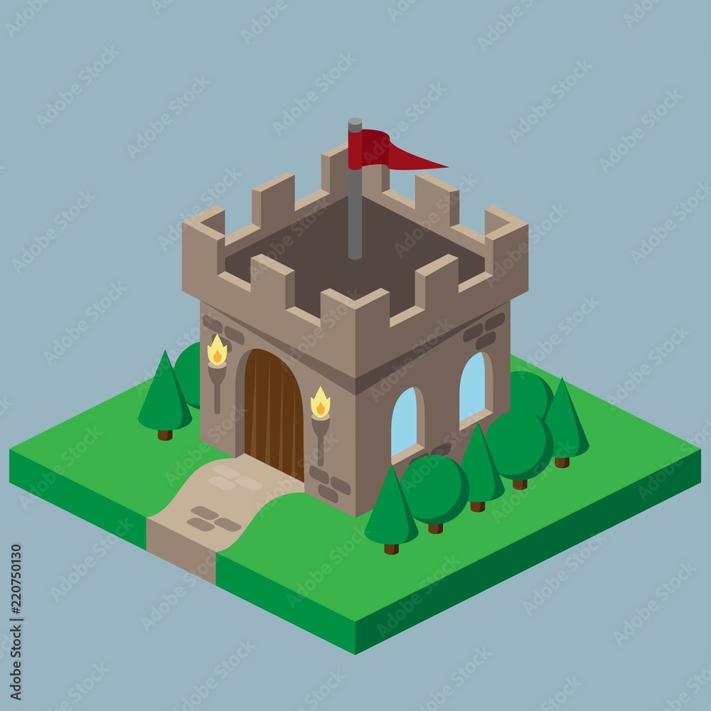 Isometric castle art Isometric castle art